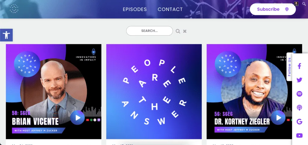 People are the Answer podcast website homepage